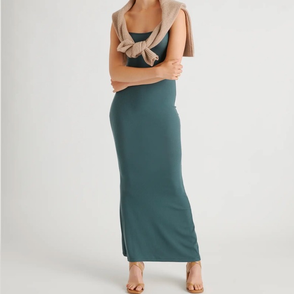 New Quince Tencil Rib Maxi Dress - Brown, Black, Dark Olive - Picture 5 of 9